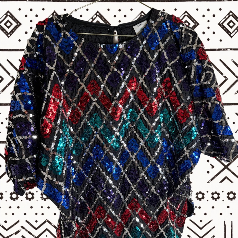 Sequin Multicolor Geometric Dress